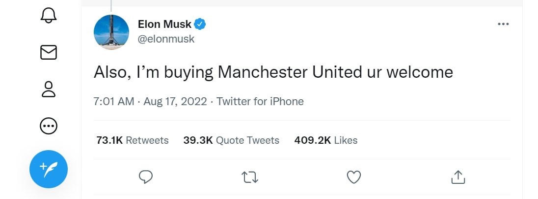 Dòng trạng thái "bông đùa" của Elon Musk thu hút rất nhiều lượt tương tác. 