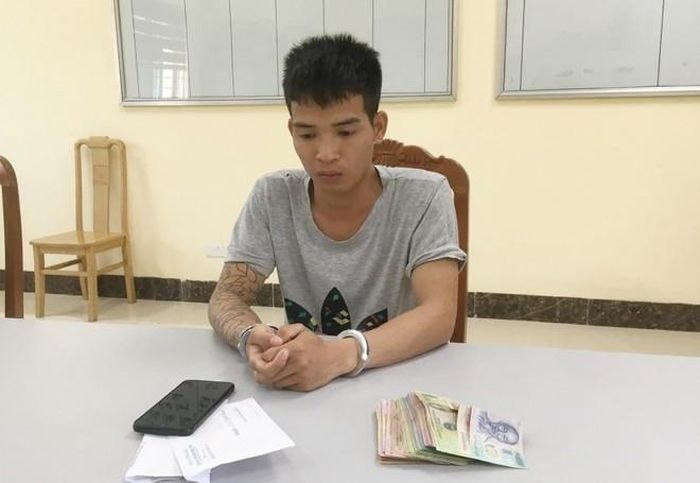 Đối tượng Hào tại Cơ quan Công an.
