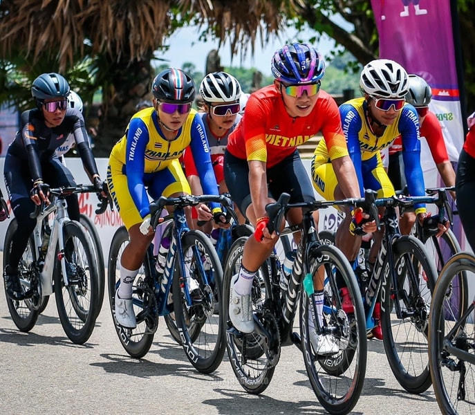 Nguyễn Thị Thật mang về tấm HCV đầu tiên cho Xe đạp Việt Nam tại SEA Games 32. Ảnh: Quý Lượng/Trang điện tử TCTDTT. 