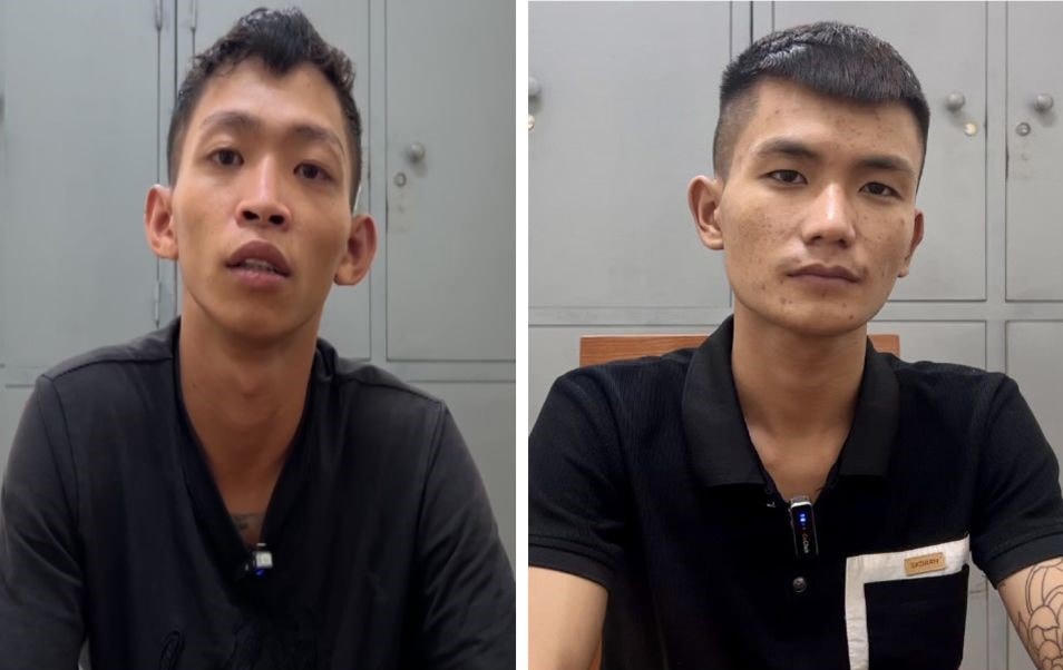 Nguyễn Tùng Dương (trái) và Đỗ Xuân Quý (phải) tại cơ quan điều tra.