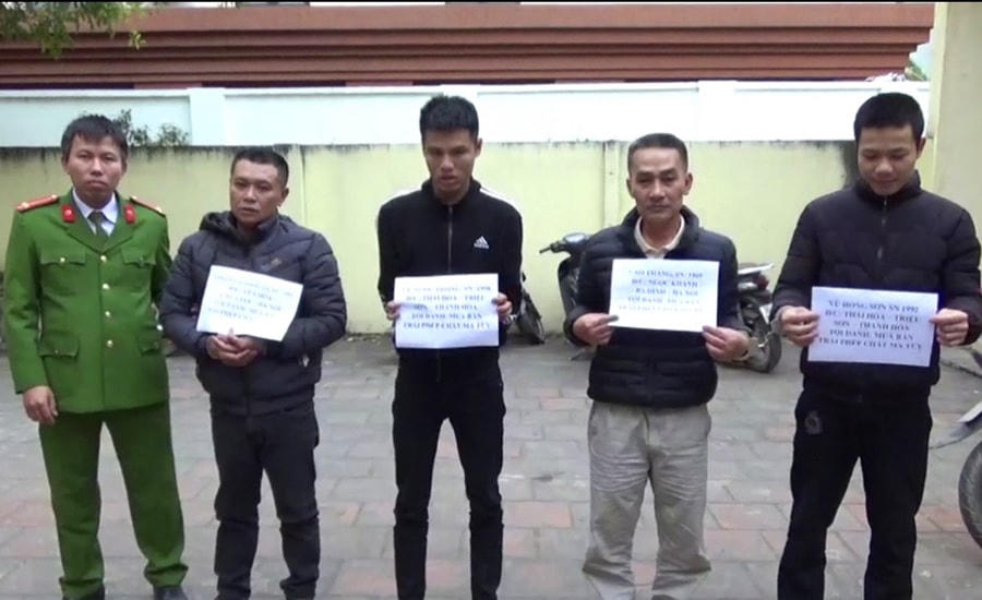 Các đối tượng trong đường dây đưa ma túy từ Hà Nội về Thanh Hóa.