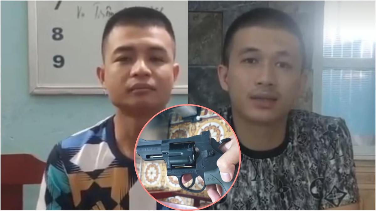 2 trong 5 thành viên tham gia đánh người và tang vật Công an đã thu giữ.