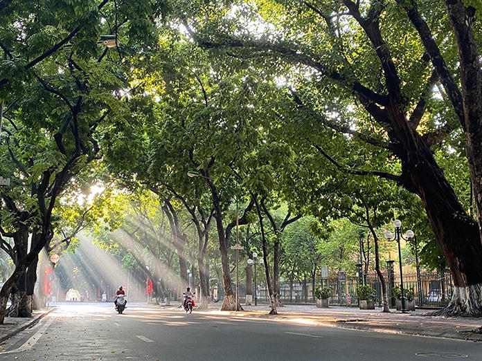 Đường Phan Đình Phùng ngập tràn nắng Thu.