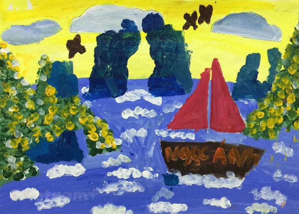 Một tác phẩm của họa sĩ nhí Cổ Đô. (Nguồn: Vietnam+).