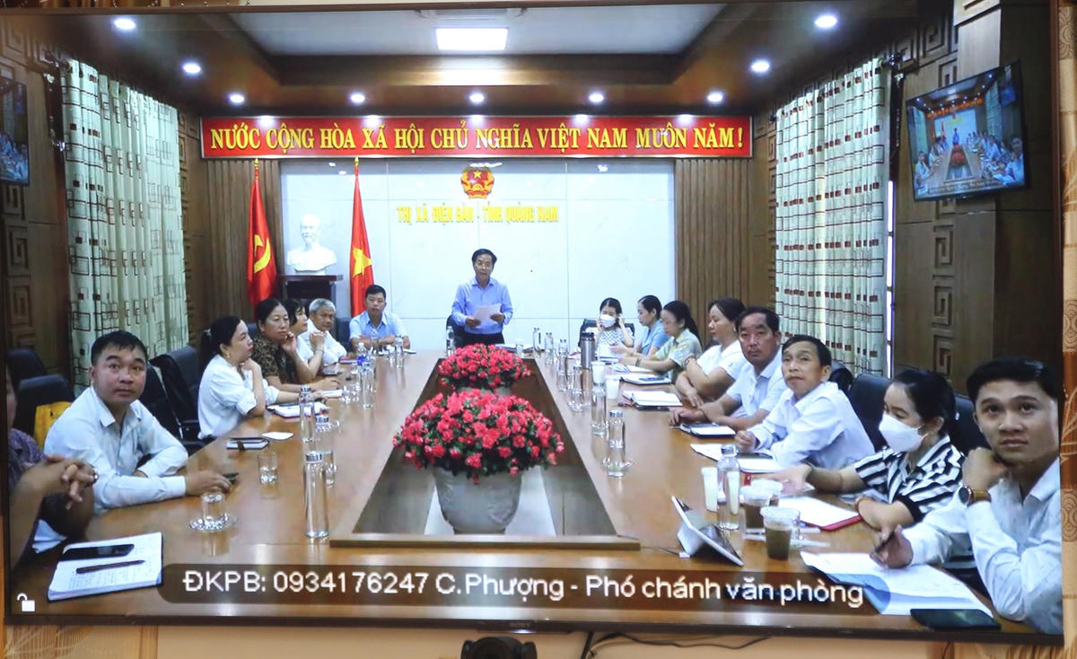 Điểm cầu trực tuyến tại Ủy ban MTTQ Việt Nam thị xã Điện Bàn. 