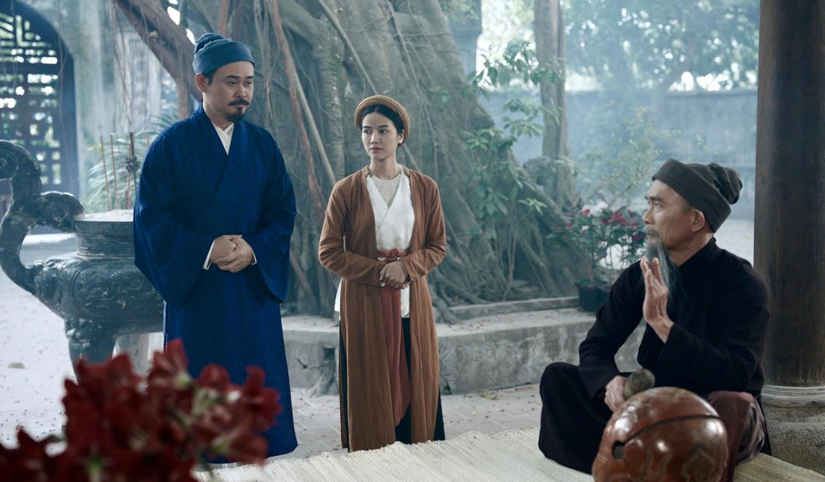 Cảnh Tiến sĩ Nguyễn Kiều và Đoàn Thị Điểm đi đền Mẫu ở Hưng Yên.  