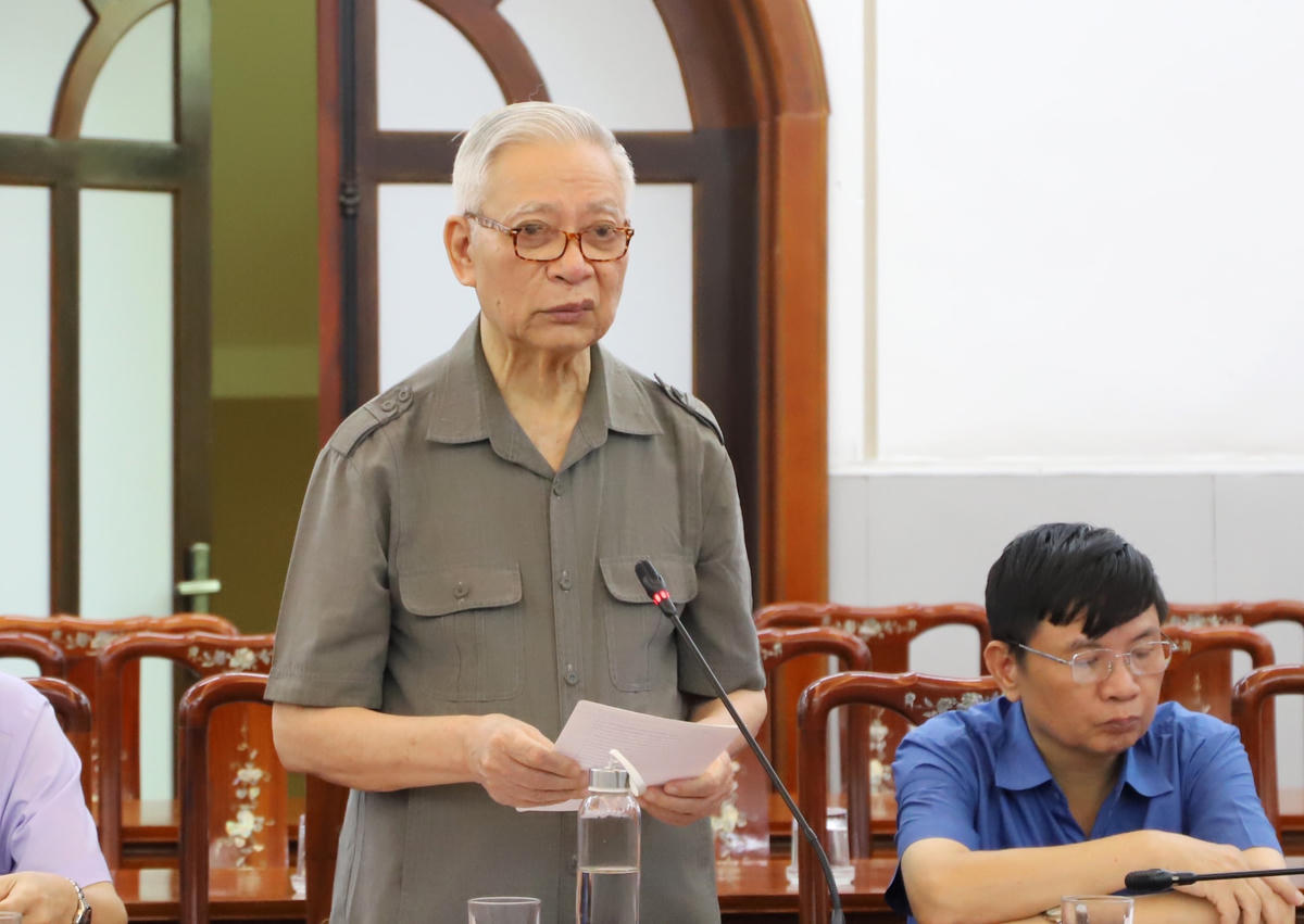 PGS.TS Trần Hậu, nguyên Giám đốc Trung tâm công tác lý luận UBTƯ MTTQ Việt Nam phát biểu.