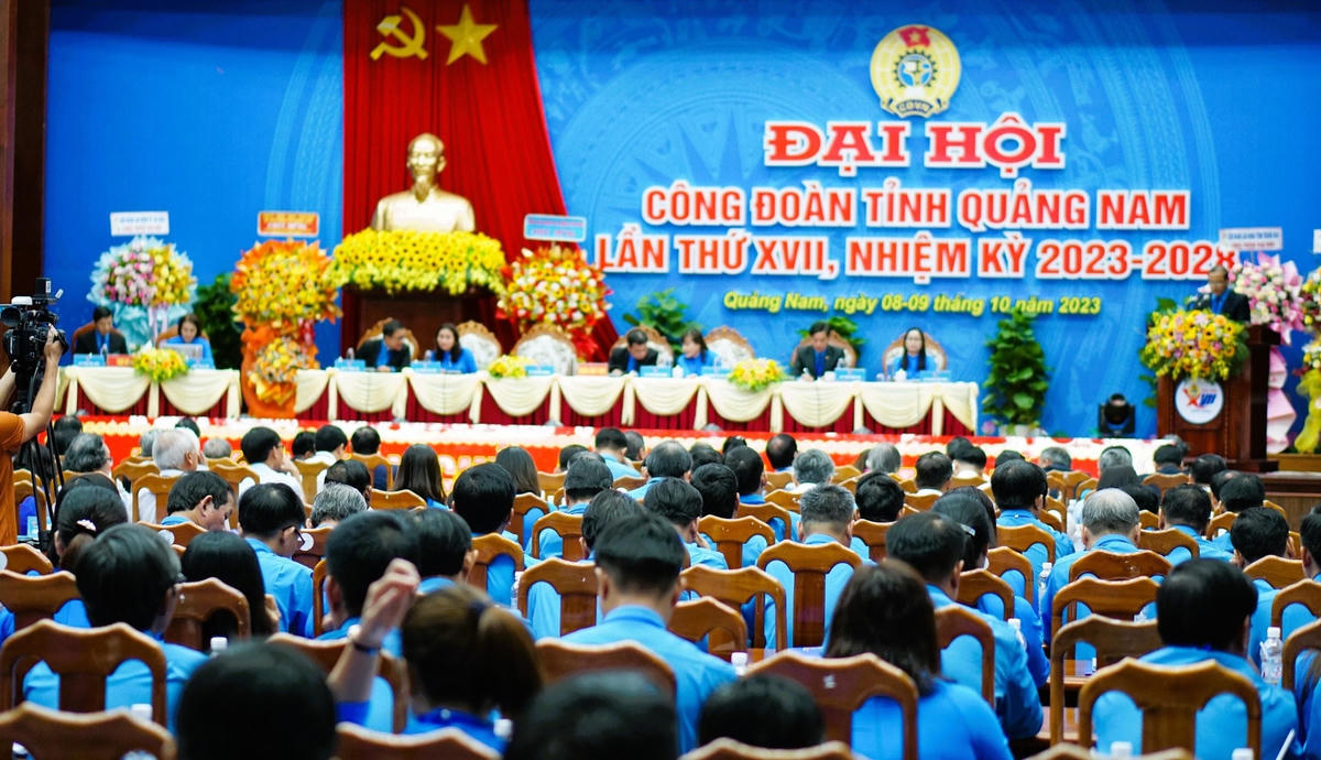 Quang cảnh Đại hội Công đoàn tỉnh Quảng Nam lần thứ XVII.