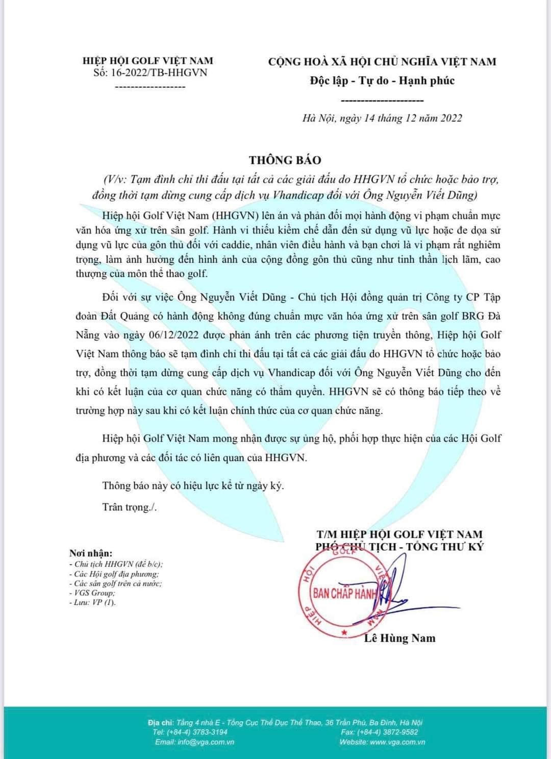 Văn bản của HHGVN.