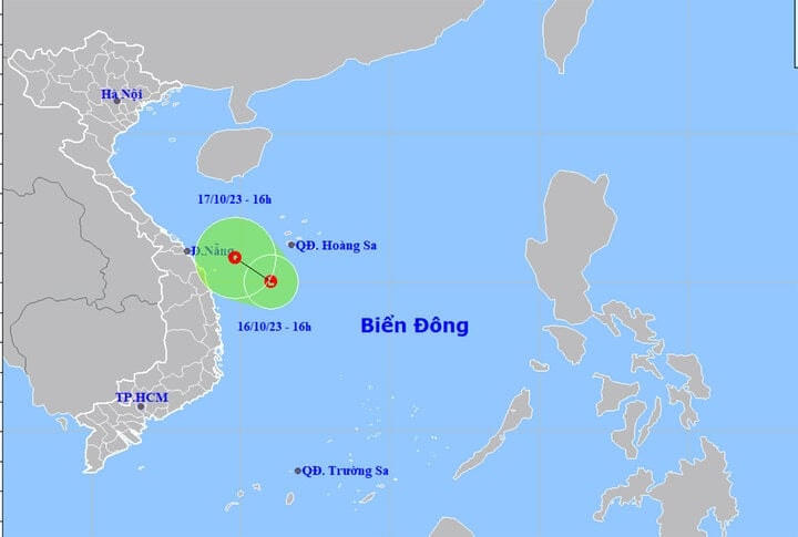 Dự báo đường đi của vùng áp thấp.