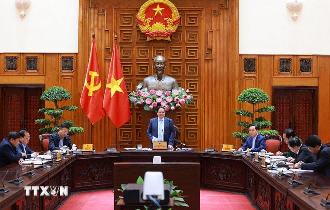 Thủ tướng Phạm Minh Chính chỉ đạo cuộc họp đẩy nhanh tiến độ Dự án cao tốc Châu Đốc-Cần Thơ-Sóc Trăng. (Ảnh: Dương Giang/TTXVN) ttxvn-thu-tuong-chu-tri-cuoc-hop-du-an-cao-toc-chau-doc-can-tho-soc-trang-18-5.jpg