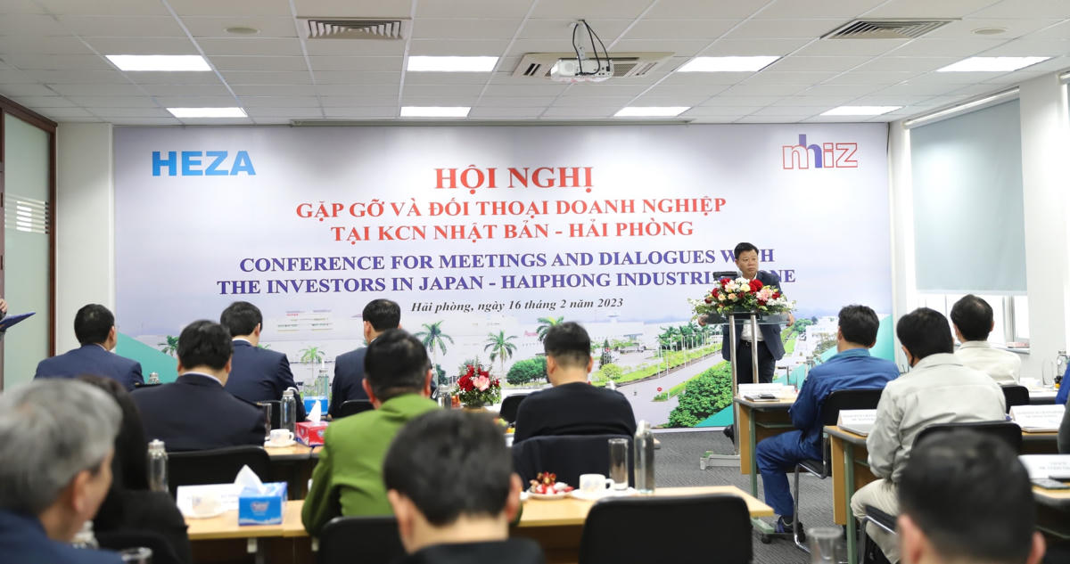 Hội nghị gặp gỡ, đối thoại với các doanh nghiệp đầu tư tại KCN Nhật Bản – Hải Phòng. Ảnh: Báo Đầu tư