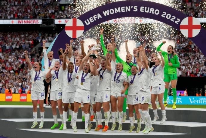 Các cầu thủ nữ của Anh đã giành chức vô địch EURO 2022. (Nguồn: AP).