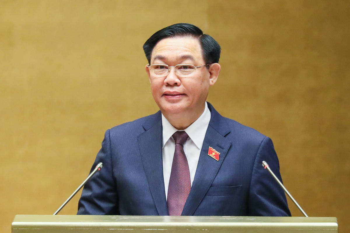 Chủ tịch Quốc hội Vương Đình Huệ phát biểu khai mạc kỳ họp thứ 4 (Ảnh: Quang Vinh).