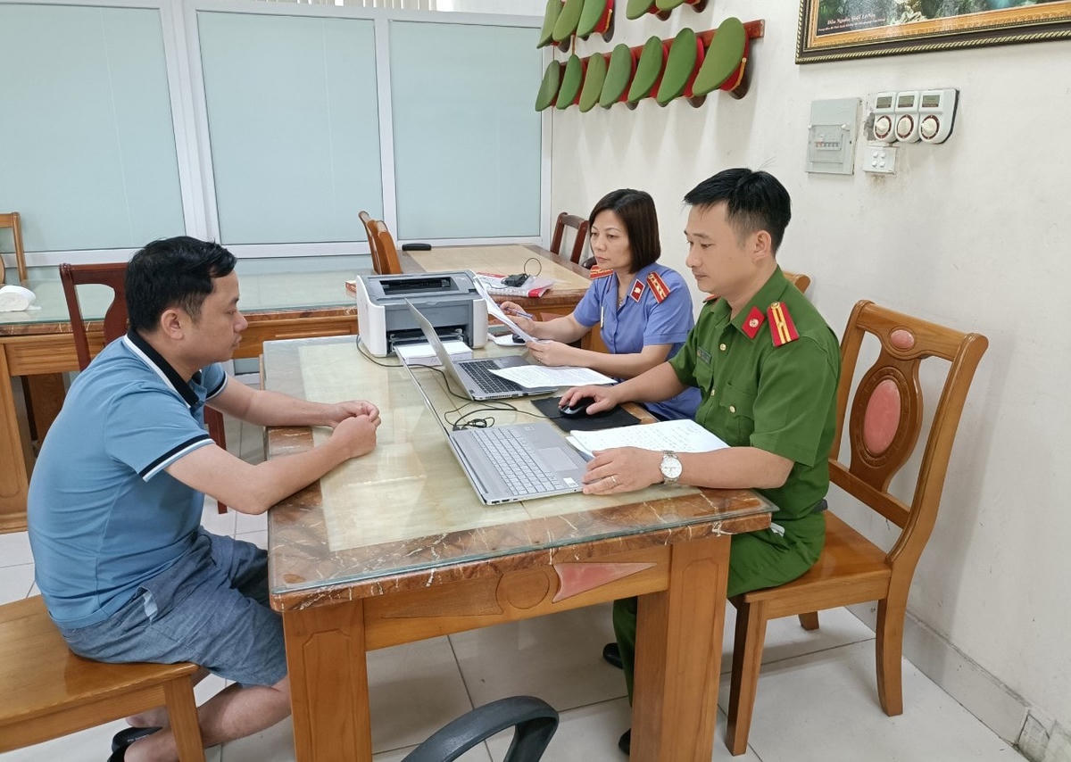 Đào Quang Hiệp tại Cơ quan Công an. Ảnh: Công an tỉnh Quảng Ninh.