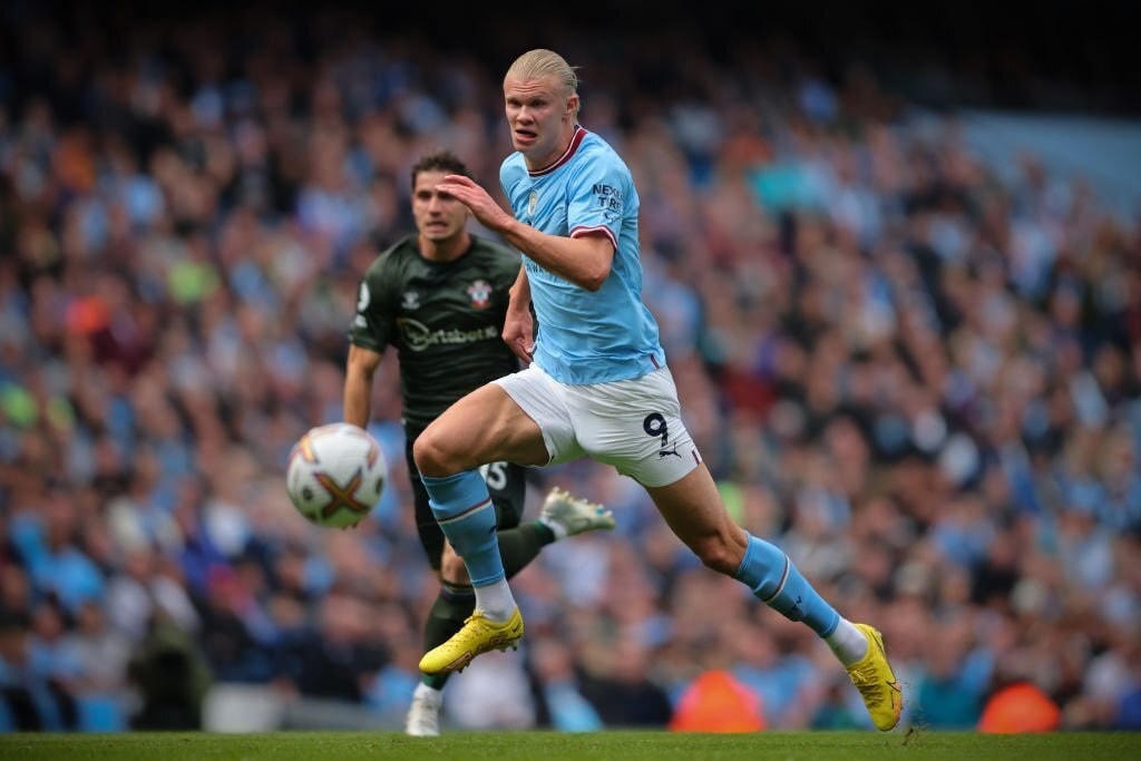 Haaland tiếp tục phong độ ghi bàn ấn tượng trong màu áo Man City (Ảnh: Getty).