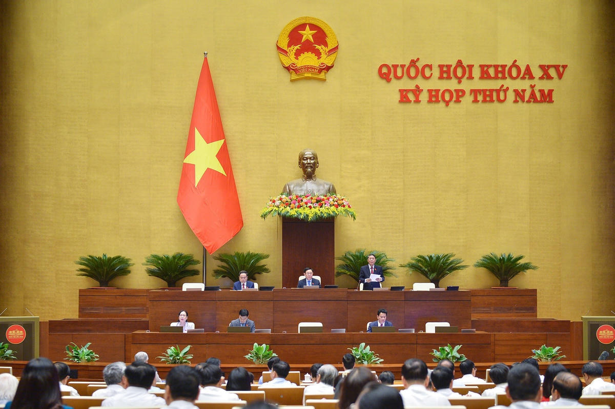 Phiên họp sáng 21/6, kỳ họp thứ 5 Quốc hội khóa XV. Ảnh: Quochoi.vn
