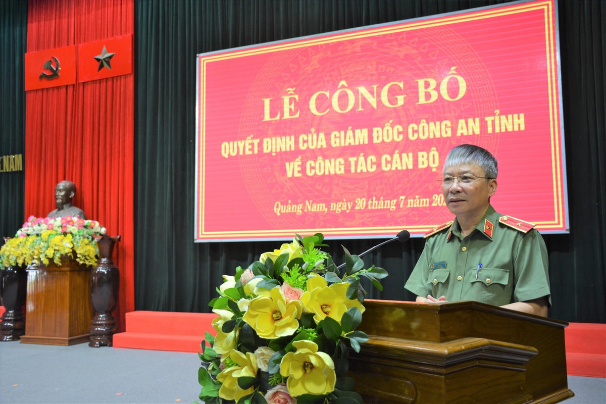 Thiếu tướng Nguyễn Đức Dũng, Giám đốc Công an tỉnh Quảng Nam phát biểu tại buổi lễ.