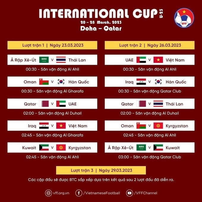 Lịch thi đấu Doha Cup 2023.