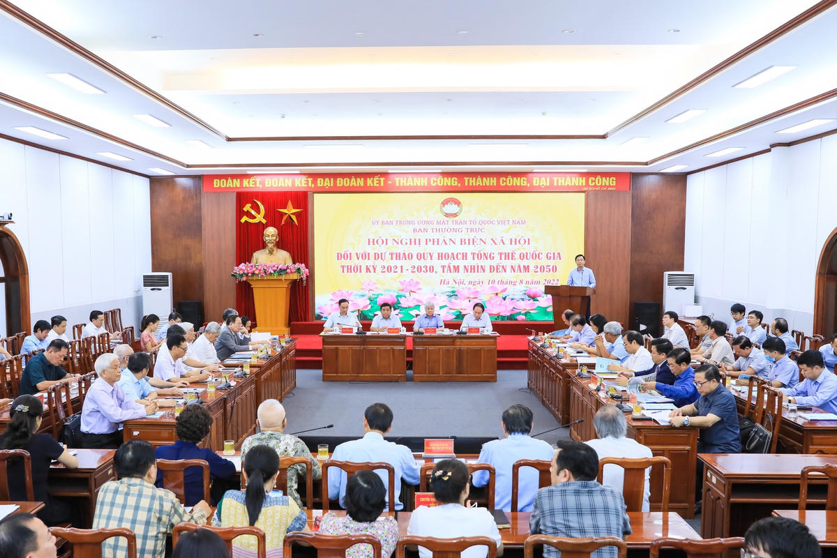 Ban Thường trực UBTƯ MTTQ Việt Nam tổ chức Hội nghị phản biện xã hội đối với Dự thảo quy hoạch tổng thể quốc gia thời kỳ 2021-2030, tầm nhìn đến năm 2050.