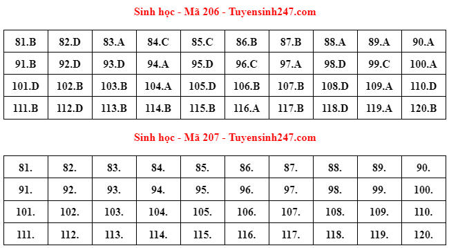 Đáp án gợi ý môn Sinh học Kỳ thi tốt nghiệp THPT 2022