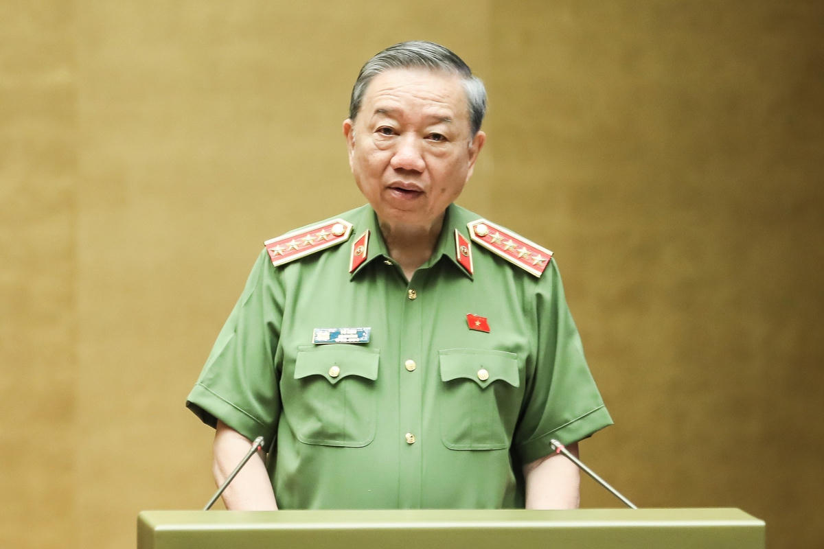 Bộ trưởng Bộ Công an Tô Lâm phát biểu tại buổi thảo luận. Ảnh: Quang Vinh.
