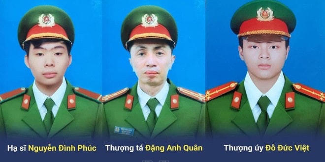 Ba cán bộ, chiến sĩ Công an Hà Nội anh dũng hy sinh khi làm nhiệm vụ.
