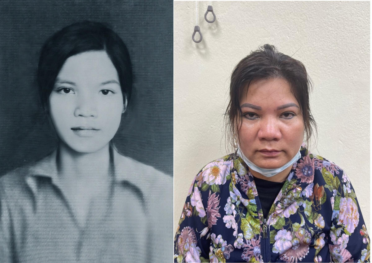 Doãn Thị Liên trước và tại thời điểm bị bắt. Ảnh: Công an tỉnh Quảng Ninh.