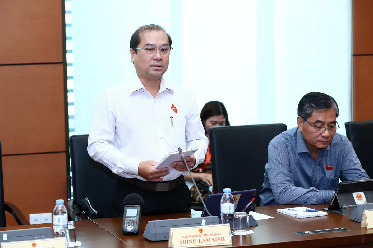 ĐBQH Trình Lam Sinh phát biểu tại họp tổ chiều 31/5. Ảnh: Quang Vinh