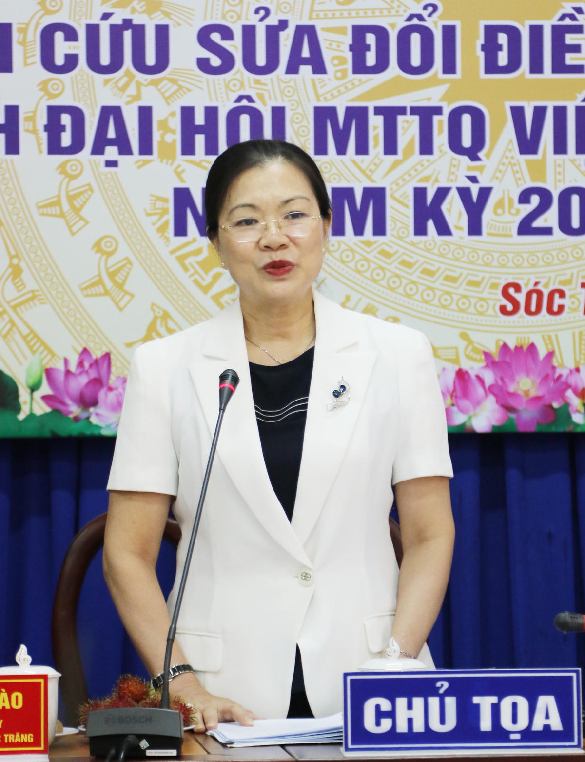 Phó Chủ tịch UBTƯ MTTQ Việt Nam Trương Thị Ngọc Ánh phát biểu tại buổi làm việc. 