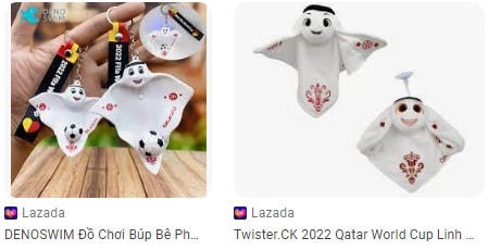 Móc chìa khóa hình linh vật La'eeb bán trên Lazada.