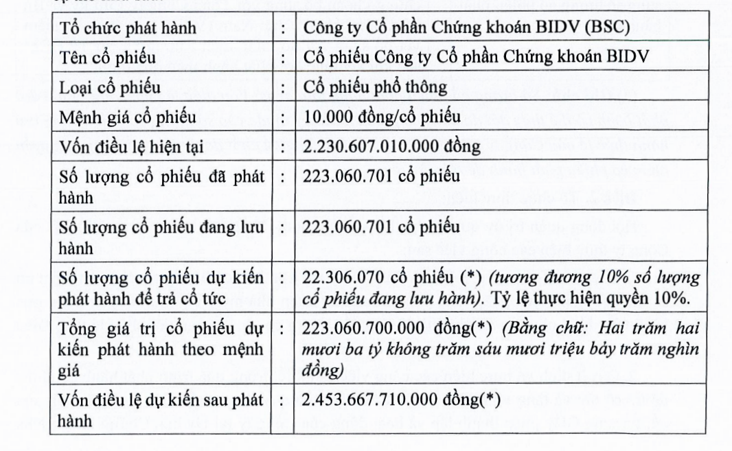 Chứng khoán BIDV sắp phát hành cổ phiếu để trả cổ tức 2024 ddk