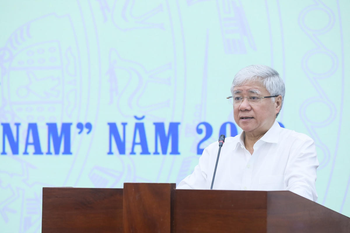 Bí thư Trung ương Đảng, Chủ tịch UBTƯ MTTQ Việt Nam Đỗ Văn Chiến, Trưởng ban Chỉ đạo Trung ương CVĐ phát biểu kết luận Hội nghị.