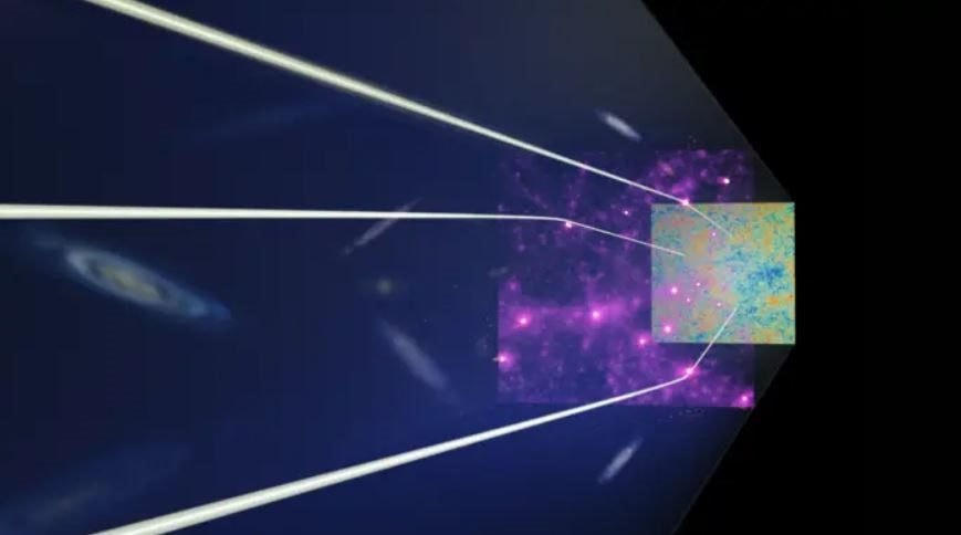 Dư lượng bức xạ từ Vụ nổ lớn, bị vật chất tối làm biến dạng cách đây 12 tỷ năm. Ảnh: Reiko Matsushita.