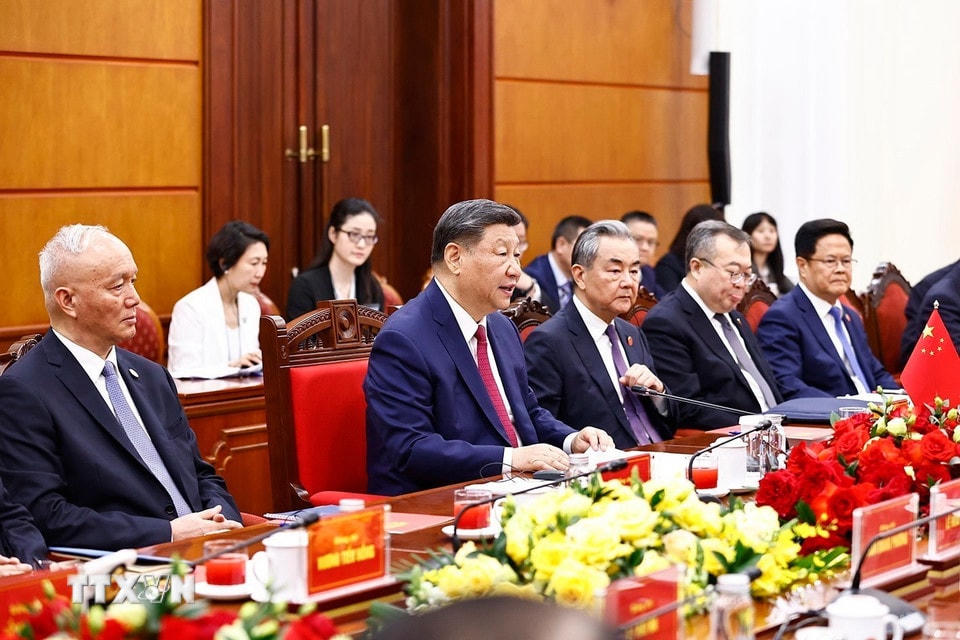 Tổng Bí thư, Chủ tịch nước Trung Quốc Tập Cận Bình phát biểu. (Ảnh: Doãn Tấn/TTXVN)