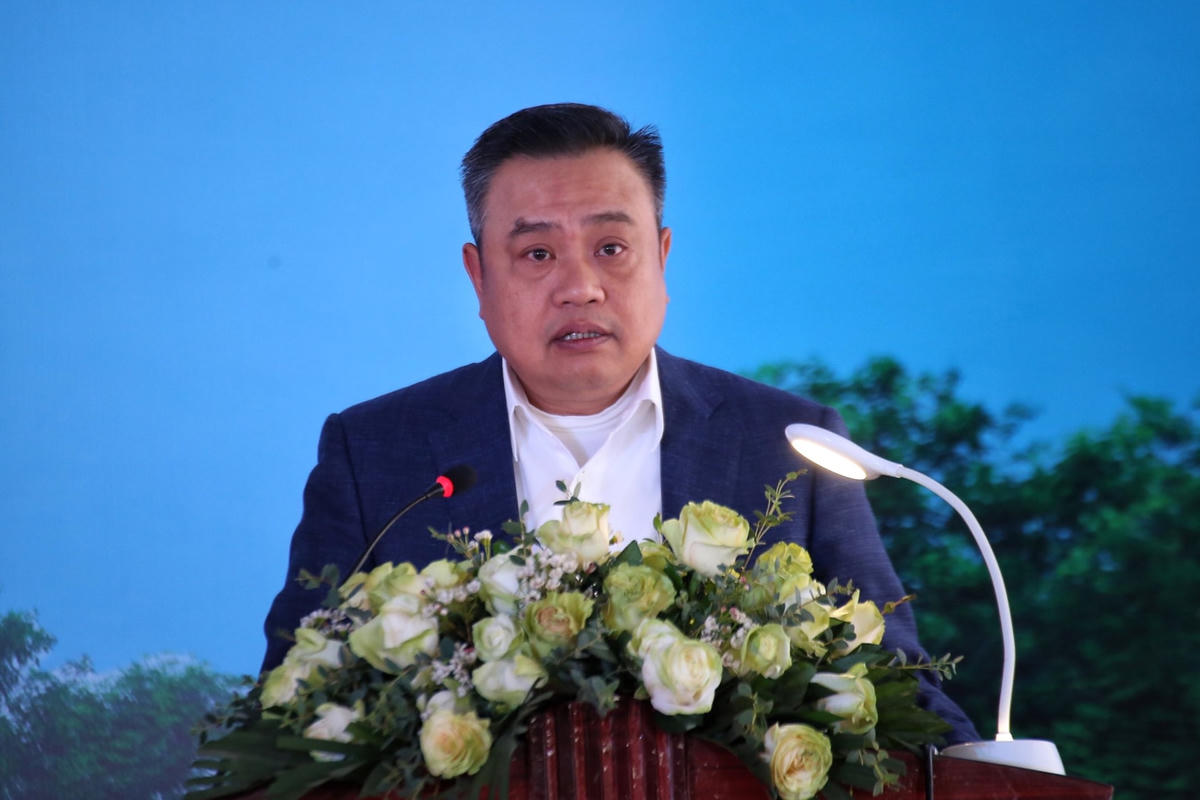 Ông Trần Sỹ Thanh, Chủ tịch UBND TP Hà Nội phát biểu tại lễ khởi công.