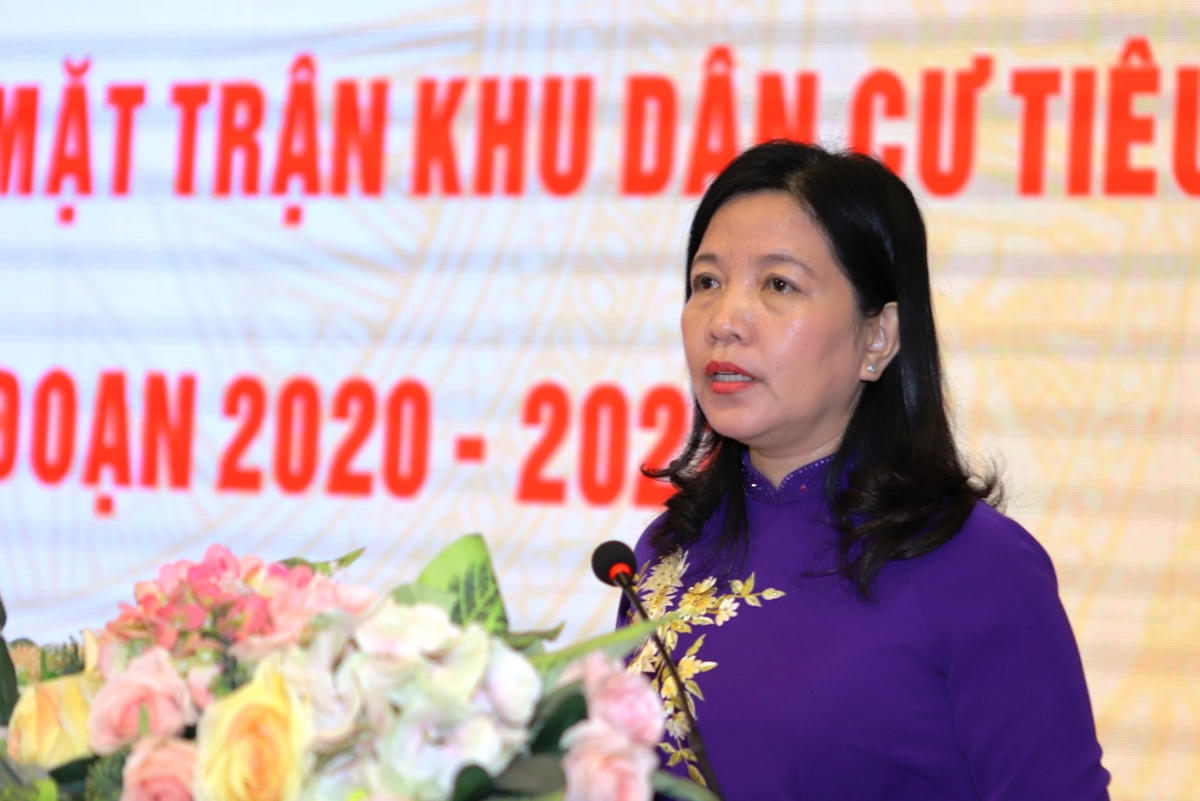 Chủ tịch Ủy ban MTTQ, Trưởng Ban Dân vận tỉnh Thanh Hóa Phạm Thị Thanh Thủy phát biểu khai mạc hội nghị.