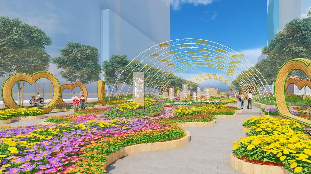 Phối cảnh đường hoa Nguyễn Huệ Tết Quý Mão 2023 diễn ra từ 19-26/1/2023.