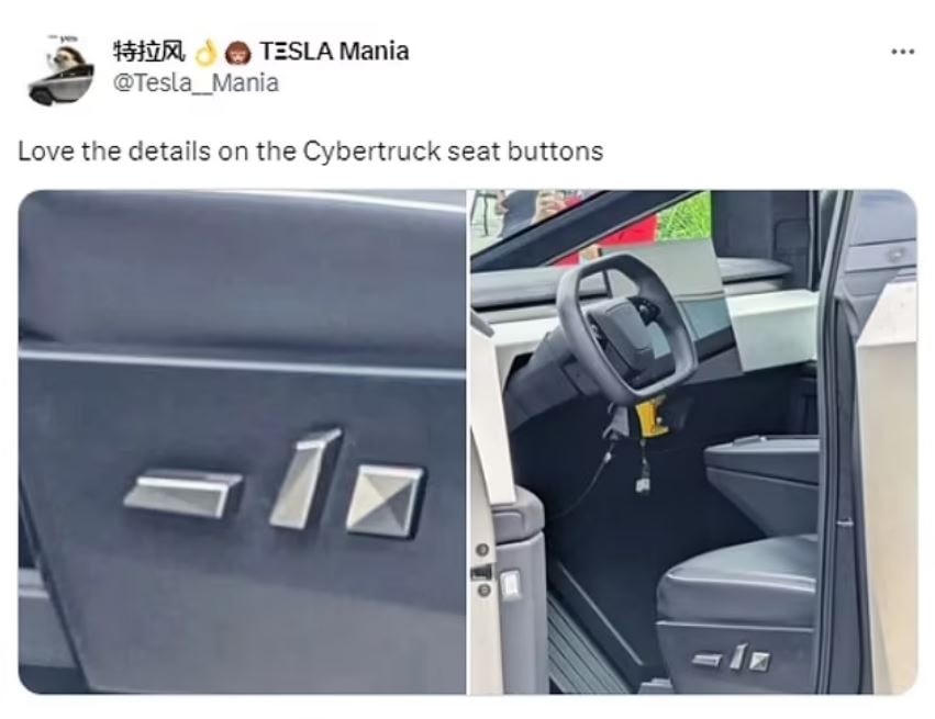Bức ảnh cho thấy nội thất kiểu spartan và vô lăng hình bánh quy bằng nhựa của chiếc xe hãng Tesla. Ảnh: Twiter.