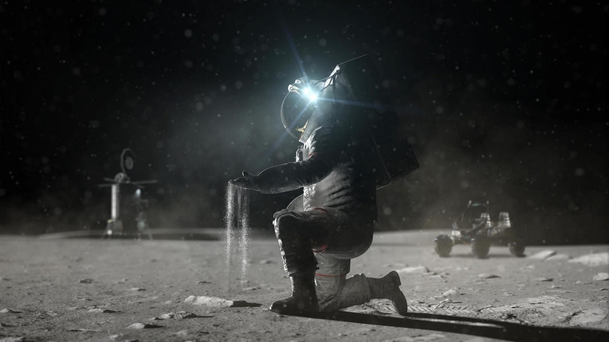 Mô phỏng của Phòng thí nghiệm NASA về bụi Mặt trăng . Nguồn: NASA.  