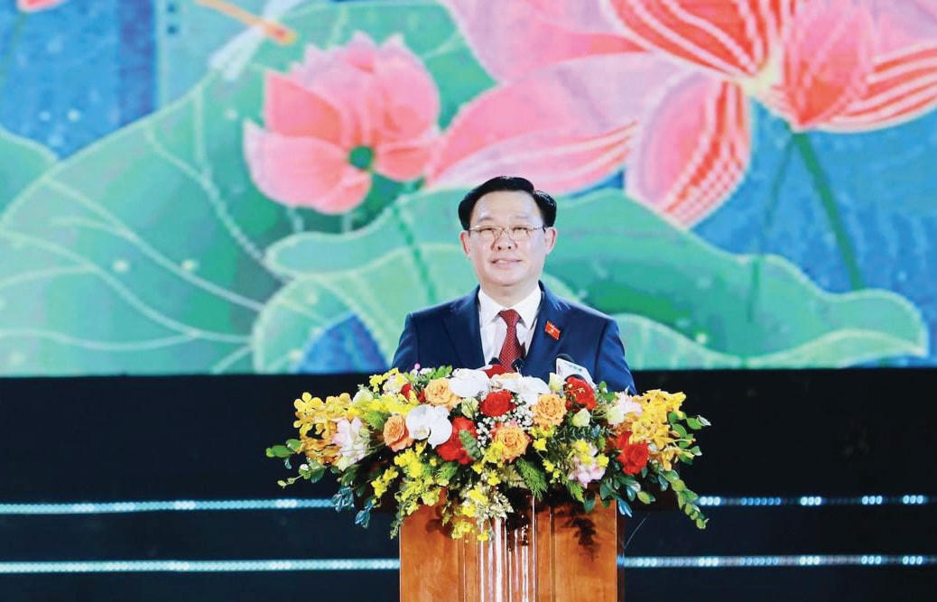 Chủ tịch Quốc hội Vương Đình Huệ phát biểu tại Lễ kỷ niệm.