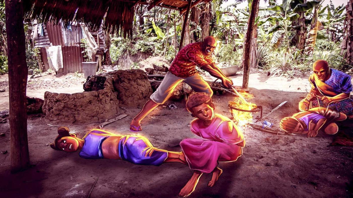 Hình ảnh minh họa về hình thức tra tấn cũng như "thanh tẩy" những trẻ bị cho là phù thủy.