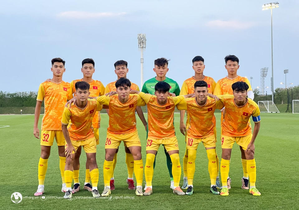 Trước đó, U17 Việt Nam có trận hòa không bàn thắng với U17 Lào. Ảnh: VFF.