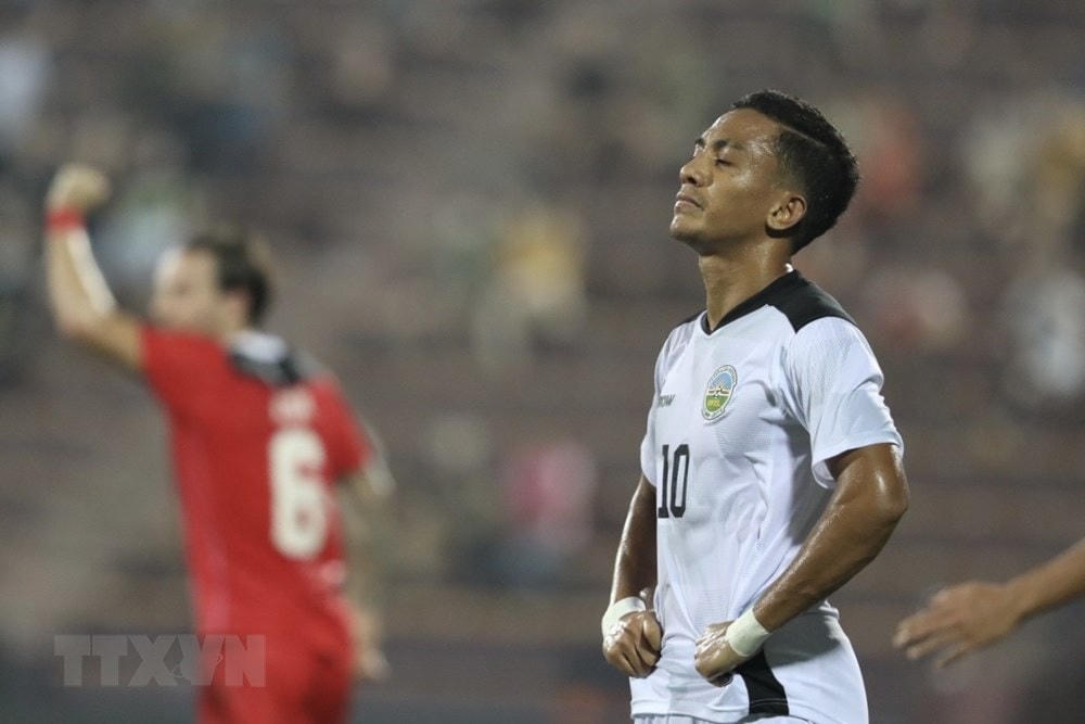 U23 Timor Lester trở thành đội bóng đầu tiên bị loại ở SEA Games 31. (Ảnh: Minh Quyết/TTXVN).