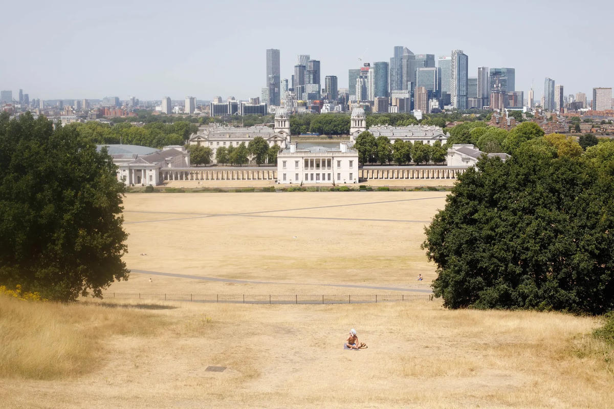Một người đàn ông ngồi trong công viên Greenwich xác xơ ở London. Ảnh: The Guardian.