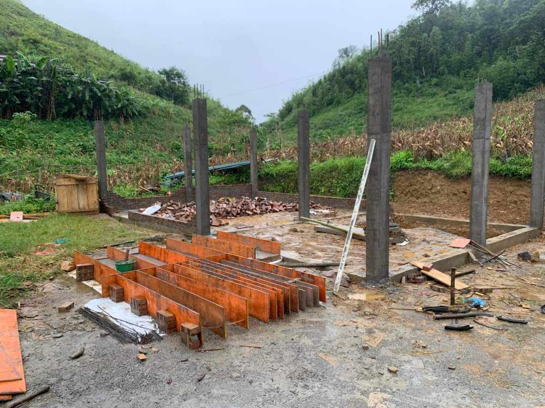 Ngôi trường mầm non Lũng Chang trong những ngày đầu mới xây dựng.