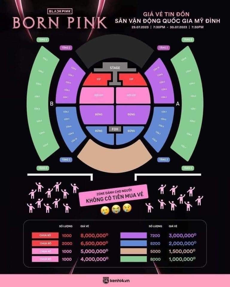 Giá vé dự đoán cho đêm diễn concert Blackpink.