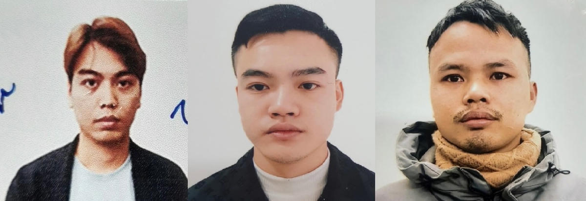 Đối tượng Nguyễn Tiến Đạt, Phan Thành Long, Đinh Văn Thịnh. Ảnh: Cổng TTĐT CATP Hà Nội.