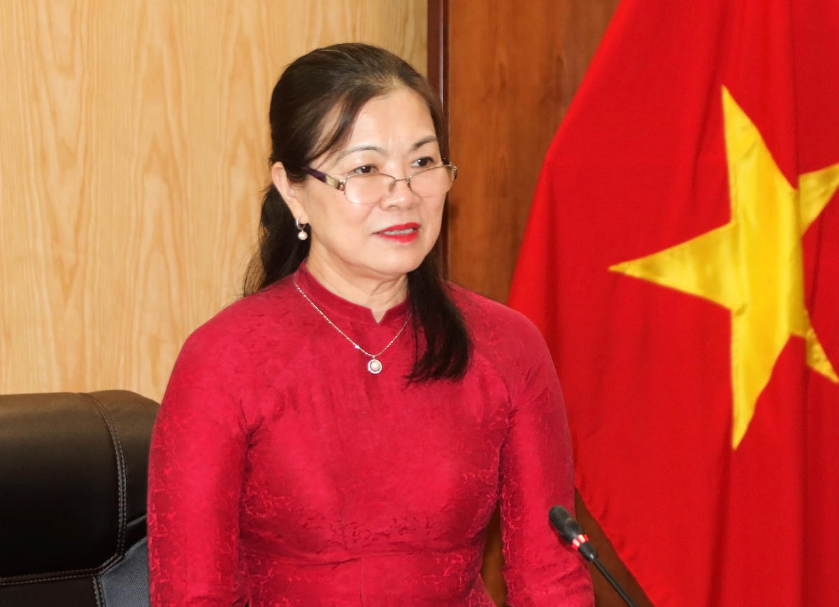 Phó Chủ tịch Trương Thị Ngọc Ánh phát biểu tại buổi tiếp đoàn.
