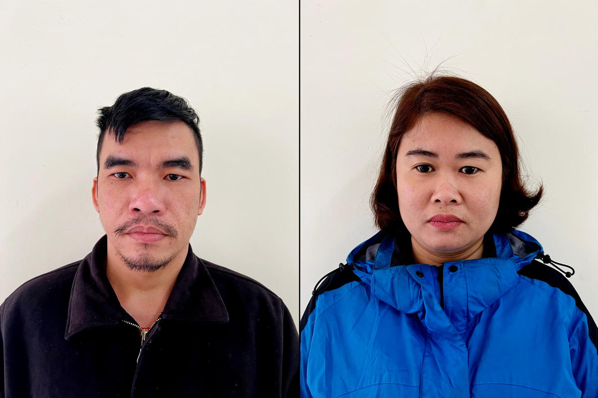 Hai bị can Trần Quốc Phùng và Trương Thị Thuý Vân.